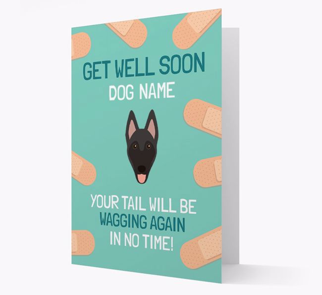 Personalized 'Get well soon {dogsName}' Card with {breedFullName} Icon